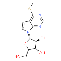 ChemSpider 2D Image | 4-(Methylsulfanyl)-7-(beta-L-xylofuranosyl)-7H-pyrrolo[2,3-d]pyrimidine | C12H15N3O4S