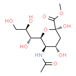 ChemSpider 2D Image | Methyl (6S)-5-acetamido-3,5-dideoxy-6-[(1R,2R)-1,2,3-trihydroxypropyl]-beta-L-threo-hex-2-ulopyranosonate | C12H21NO9