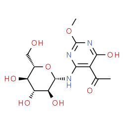 ChemSpider 2D Image | N-(5-Acetyl-6-hydroxy-2-methoxy-4-pyrimidinyl)-beta-L-glucopyranosylamine | C13H19N3O8