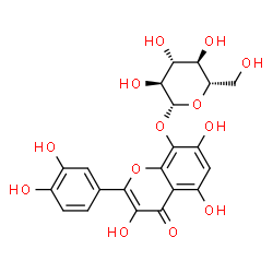 ChemSpider 2D Image | 2-(3,4-Dihydroxyphenyl)-3,5,7-trihydroxy-4-oxo-4H-chromen-8-yl beta-L-glucopyranoside | C21H20O13
