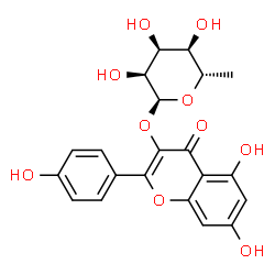 ChemSpider 2D Image | 5,7-Dihydroxy-2-(4-hydroxyphenyl)-4-oxo-4H-chromen-3-yl 6-deoxy-alpha-L-allopyranoside | C21H20O10