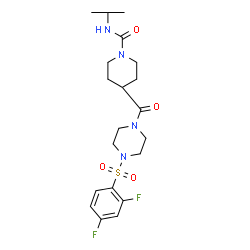ChemSpider 2D Image | 4-({4-[(2,4-Difluorophenyl)sulfonyl]-1-piperazinyl}carbonyl)-N-isopropyl-1-piperidinecarboxamide | C20H28F2N4O4S