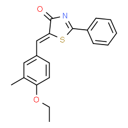 ChemSpider 2D Image | (5Z)-5-(4-Ethoxy-3-methylbenzylidene)-2-phenyl-1,3-thiazol-4(5H)-one | C19H17NO2S