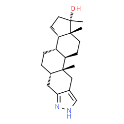ChemSpider 2D Image | (1S,3aS,3bS,5aS,10aR,10bR,12aR)-1,10a,12a-Trimethyl-1,2,3,3a,3b,4,5,5a,6,8,10,10a,10b,11,12,12a-hexadecahydrocyclopenta[5,6]naphtho[1,2-f]indazol-1-ol | C21H32N2O