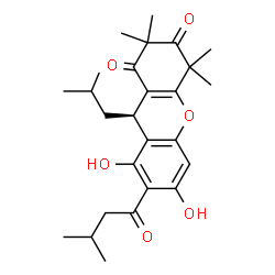 ChemSpider 2D Image | (9R)-6,8-Dihydroxy-9-isobutyl-2,2,4,4-tetramethyl-7-(3-methylbutanoyl)-4,9-dihydro-1H-xanthene-1,3(2H)-dione | C26H34O6