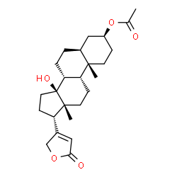 ChemSpider 2D Image | (3beta,5beta,9beta,10alpha)-3-Acetoxy-14-hydroxycard-20(22)-enolide | C25H36O5