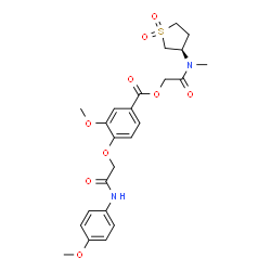 ChemSpider 2D Image | 2-{[(3R)-1,1-Dioxidotetrahydro-3-thiophenyl](methyl)amino}-2-oxoethyl 3-methoxy-4-{2-[(4-methoxyphenyl)amino]-2-oxoethoxy}benzoate | C24H28N2O9S