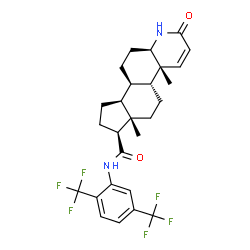 ChemSpider 2D Image | (4aR,4bR,6aS,7S,9aS,9bR,11aR)-N-[2,5-Bis(trifluoromethyl)phenyl]-4a,6a-dimethyl-2-oxo-2,4a,4b,5,6,6a,7,8,9,9a,9b,10,11,11a-tetradecahydro-1H-indeno[5,4-f]quinoline-7-carboxamide | C27H30F6N2O2