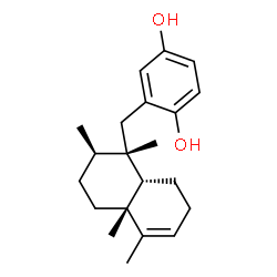 ChemSpider 2D Image | 2-{[(1S,2R,4aR,8aS)-1,2,4a,5-Tetramethyl-1,2,3,4,4a,7,8,8a-octahydro-1-naphthalenyl]methyl}-1,4-benzenediol | C21H30O2