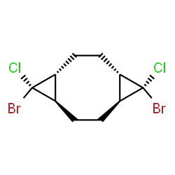 ChemSpider 2D Image | (1R,4S,5R,6S,9R,10S)-5,10-Dibromo-5,10-dichlorotricyclo[7.1.0.0~4,6~]decane | C10H12Br2Cl2