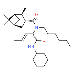 ChemSpider 2D Image | (1R,2R,3R,5S)-N-[(2S,3E)-1-(Cyclohexylamino)-1-oxo-3-penten-2-yl]-N-hexyl-2,6,6-trimethylbicyclo[3.1.1]heptane-3-carboxamide | C28H48N2O2