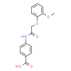 ChemSpider 2D Image | 4-{[(2-Methoxyphenoxy)acetyl]amino}benzoic acid | C16H15NO5