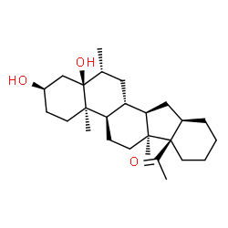 ChemSpider 2D Image | 1-[(2R,4aR,4bR,6aS,6bR,10aR,11aR,11bR,13R,13aS)-2,13a-Dihydroxy-4a,6a,13-trimethylicosahydro-6bH-indeno[2,1-a]phenanthren-6b-yl]ethanone | C26H42O3