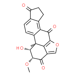 ChemSpider 2D Image | (1R,2R,11bS)-1-Hydroxy-2-methoxy-11b-methyl-1,7,8,11b-tetrahydrocyclopenta[7,8]phenanthro[10,1-bc]furan-3,6,9(2H)-trione | C20H16O6