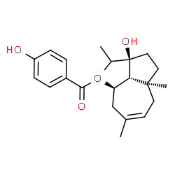 ChemSpider 2D Image | (3R,3aR,4R)-3-Hydroxy-3-isopropyl-6,8a-dimethyl-1,2,3,3a,4,5,8,8a-octahydro-4-azulenyl 4-hydroxybenzoate | C22H30O4