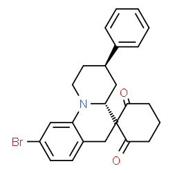 ChemSpider 2D Image | (3'R,4a'R)-9'-Bromo-3'-phenyl-2',3',4',4a'-tetrahydro-1'H,2H,6H,6'H-spiro[cyclohexane-1,5'-pyrido[1,2-a]quinoline]-2,6-dione | C24H24BrNO2