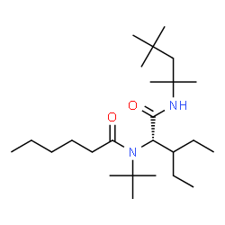ChemSpider 2D Image | N-{(2S)-3-Ethyl-1-oxo-1-[(2,4,4-trimethyl-2-pentanyl)amino]-2-pentanyl}-N-(2-methyl-2-propanyl)hexanamide | C25H50N2O2