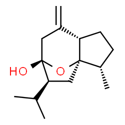 ChemSpider 2D Image | (1R,2S,5S,8S,9S)-9-Isopropyl-2-methyl-6-methylene-11-oxatricyclo[6.2.1.0~1,5~]undecan-8-ol | C15H24O2