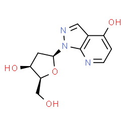 ChemSpider 2D Image | 1-(2-Deoxy-beta-L-threo-pentofuranosyl)-1H-pyrazolo[3,4-b]pyridin-4-ol | C11H13N3O4