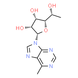 ChemSpider 2D Image | 9-(6-Deoxy-alpha-D-gulofuranosyl)-6-methyl-9H-purine | C12H16N4O4