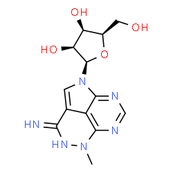 ChemSpider 2D Image | 1-(beta-D-Lyxofuranosyl)-5-methyl-1,5-dihydro-1,4,5,6,8-pentaazaacenaphthylen-3-amine | C13H16N6O4