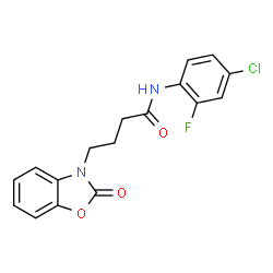 ChemSpider 2D Image | N-(4-Chloro-2-fluorophenyl)-4-(2-oxo-1,3-benzoxazol-3(2H)-yl)butanamide | C17H14ClFN2O3