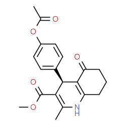 ChemSpider 2D Image | Methyl (4S)-4-(4-acetoxyphenyl)-2-methyl-5-oxo-1,4,5,6,7,8-hexahydro-3-quinolinecarboxylate | C20H21NO5