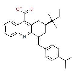 ChemSpider 2D Image | (2S,4E)-4-(4-Isopropylbenzylidene)-2-(2-methyl-2-butanyl)-1,2,3,4-tetrahydro-9-acridinecarboxylate | C29H32NO2