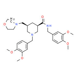 ChemSpider 2D Image | (3R,5S)-N,1-Bis(3,4-dimethoxybenzyl)-5-(4-morpholinylmethyl)-3-piperidinecarboxamide | C29H41N3O6