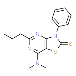 ChemSpider 2D Image | 7-(Dimethylamino)-3-phenyl-5-propyl[1,3]thiazolo[4,5-d]pyrimidine-2(3H)-thione | C16H18N4S2