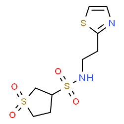 ChemSpider 2D Image | N-[2-(1,3-Thiazol-2-yl)ethyl]tetrahydro-3-thiophenesulfonamide 1,1-dioxide | C9H14N2O4S3