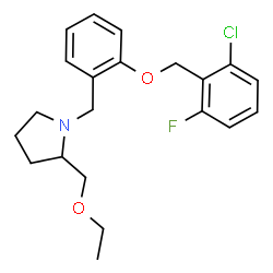 ChemSpider 2D Image | 1-{2-[(2-Chloro-6-fluorobenzyl)oxy]benzyl}-2-(ethoxymethyl)pyrrolidine | C21H25ClFNO2