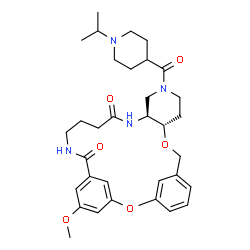 ChemSpider 2D Image | (10S,15S)-13-[(1-Isopropyl-4-piperidinyl)carbonyl]-25-methoxy-2,9-dioxa-13,16,21-triazatetracyclo[21.3.1.1~3,7~.0~10,15~]octacosa-1(27),3(28),4,6,23,25-hexaene-17,22-dione | C33H44N4O6