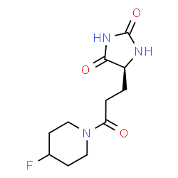 ChemSpider 2D Image | (5S)-5-[3-(4-Fluoro-1-piperidinyl)-3-oxopropyl]-2,4-imidazolidinedione | C11H16FN3O3