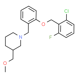 ChemSpider 2D Image | 1-{2-[(2-Chloro-6-fluorobenzyl)oxy]benzyl}-3-(methoxymethyl)piperidine | C21H25ClFNO2