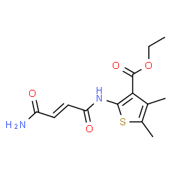 ChemSpider 2D Image | Ethyl 2-{[(2E)-4-amino-4-oxo-2-butenoyl]amino}-4,5-dimethyl-3-thiophenecarboxylate | C13H16N2O4S
