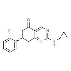 ChemSpider 2D Image | (7S)-7-(2-Chlorophenyl)-2-(cyclopropylamino)-7,8-dihydro-5(6H)-quinazolinone | C17H16ClN3O