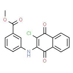 ChemSpider 2D Image | Methyl 3-[(3-chloro-1,4-dihydro-1,4-dioxo-2-naphthalenyl)amino]benzoate | C18H12ClNO4