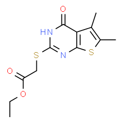 ChemSpider 2D Image | Ethyl [(5,6-dimethyl-4-oxo-3,4-dihydrothieno[2,3-d]pyrimidin-2-yl)sulfanyl]acetate | C12H14N2O3S2