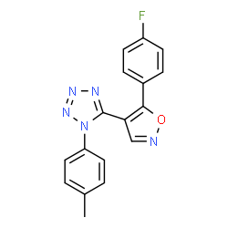 ChemSpider 2D Image | 5-[5-(4-Fluorophenyl)-1,2-oxazol-4-yl]-1-(4-methylphenyl)-1H-tetrazole | C17H12FN5O