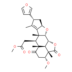 ChemSpider 2D Image | Methyl [(2aS,3R,5aR,6S,6aR,8R,9aR,10aS,10bR,10cR)-8-(3-furyl)-3-methoxy-2a,5a,6a,7-tetramethyl-2,5-dioxo-2a,4,5,5a,6,6a,8,9,9a,10a,10b,10c-dodecahydro-2H,3H-cyclopenta[b]furo[2',3',4':4,5]naphtho[2,3-
d]furan-6-yl]acetate | C28H34O8