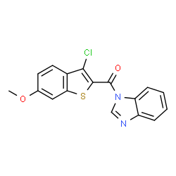 ChemSpider 2D Image | 1H-Benzimidazol-1-yl(3-chloro-6-methoxy-1-benzothiophen-2-yl)methanone | C17H11ClN2O2S
