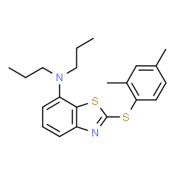 ChemSpider 2D Image | 2-[(2,4-Dimethylphenyl)sulfanyl]-N,N-dipropyl-1,3-benzothiazol-7-amine | C21H26N2S2