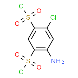 ChemSpider 2D Image | 4-amino-6-chloro-1,3-benzenedisulfonyl chloride | C6H4Cl3NO4S2