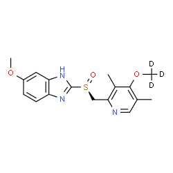 ChemSpider 2D Image | 2-[(S)-({3,5-Dimethyl-4-[(~2~H_3_)methyloxy]-2-pyridinyl}methyl)sulfinyl]-6-methoxy-1H-benzimidazole | C17H16D3N3O3S