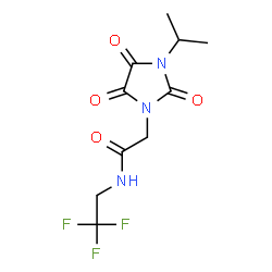ChemSpider 2D Image | 2-(3-Isopropyl-2,4,5-trioxo-1-imidazolidinyl)-N-(2,2,2-trifluoroethyl)acetamide | C10H12F3N3O4