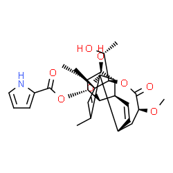 ChemSpider 2D Image | (1S,3R,4R,5R,6R,7S,8R,11R,13S,16S,17R)-6-Hydroxy-16-[(1R)-1-hydroxyethyl]-13-methoxy-5,17,19-trimethyl-14-oxo-2,15-dioxatetracyclo[9.8.0.0~1,7~.0~3,8~]nonadeca-9,18-dien-4-yl 1H-pyrrole-2-carboxylate | C28H37NO8