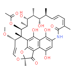 ChemSpider 2D Image | (7S,9E,11S,12S,13S,14S,15R,16R,17S,18S,19E,21Z)-2,15,17,27,29-Pentahydroxy-11-methoxy-3,7,12,14,16,18,22-heptamethyl-6,23-dioxo-8,30-dioxa-24-azatetracyclo[23.3.1.1~4,7~.0~5,28~]triaconta-1(28),2,4,9,
19,21,25(29),26-octaen-13-yl acetate | C37H47NO12