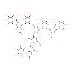 ChemSpider 2D Image | 6-Deoxy-alpha-L-galactopyranosyl-(1->6)-[beta-D-galactopyranosyl-(1->4)-2-acetamido-2-deoxy-beta-D-glucopyranosyl-(1->2)-beta-D-mannopyranosyl-(1->3)-[beta-D-galactopyranosyl-(1->4)-2-acetamido-2-deox
y-beta-D-glucopyranosyl-(1->2)-beta-D-mannopyranosyl-(1->6)]-beta-D-mannopyranosyl-(1->4)-2-acetamido-2-deoxy-beta-D-glucopyranosyl-(1->4)]-2-acetamido-2-deoxy-D-glucose | C68H114N4O50