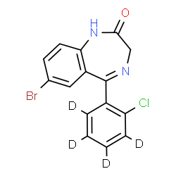 ChemSpider 2D Image | 7-Bromo-5-[2-chloro(~2~H_4_)phenyl]-1,3-dihydro-2H-1,4-benzodiazepin-2-one | C15H6D4BrClN2O